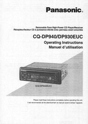 Panasonic CQDP930EUC - AUTO RADIO/CD DECK Operating Instructions Manual