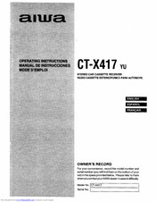 Aiwa CT-X417 YU Operating Instructions Manual