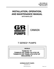 GORMAN-RUPP PUMPS T2A60-E10 575V 3P Installation, Operation, And Maintenance Manual With Parts List