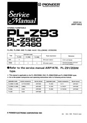 Pioneer PL-Z560 Service Manual