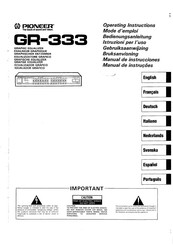 Pioneer GR-333 Operating Instructions Manual