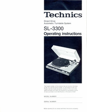 Technics SL-3300 Operating Instructions Manual