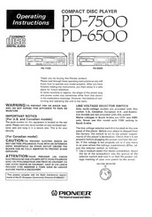 Pioneer PD-7500 Operating Instructions Manual