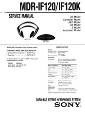 Sony MDR-IF120 Service Manual