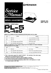 Pioneer PL-5 Service Manual