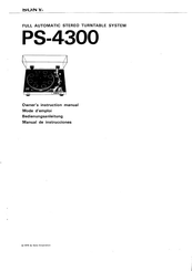 Sony PS-4300 Owner's Instruction Manual