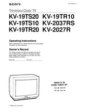 Sony Trinitron KV-2027R Operating Instructions Manual
