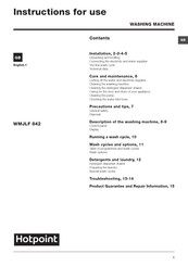 Hotpoint WMJLF 842 Instructions For Use Manual