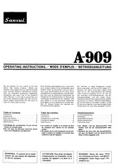 Sansui A-909 Operating Instructions Manual