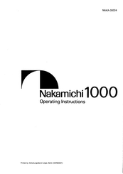 Nakamichi 1000 Operating Instructions Manual