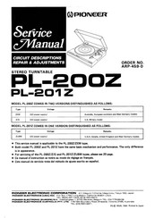 Pioneer PL-201Z Service Manual
