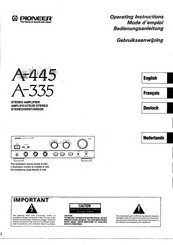 Pioneer A-335 Operating Instructions Manual