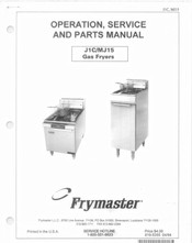 Frymaster J1C/MJ15 Operation, Service And Parts Manual