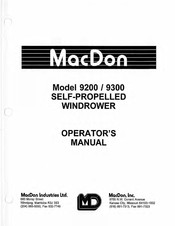 MacDon 9200 Operator's Manual