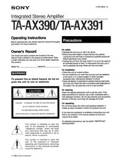 Sony TA-AX390 Operating Instructions Manual