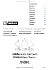 Vetus BOW PRO A Series Installation Instructions Manual