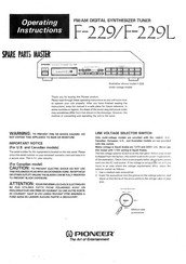 Pioneer F-229 Operating Instructions Manual