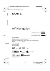 Sony XNV-660BT Owner's Record