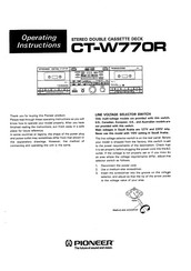 Pioneer CT-W770R Operating Instructions Manual