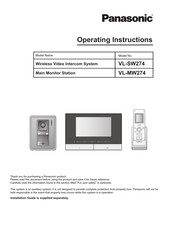 Panasonic VL-MW274 Operating Instructions Manual