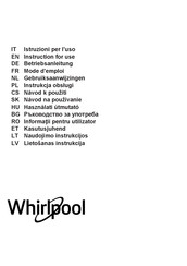 Whirlpool WCTH 63F LEB X Instructions For Use Manual