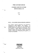 Prime Computer 750 Service Manual