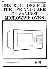 Zanussi MW155 Instructions For The Use And Care