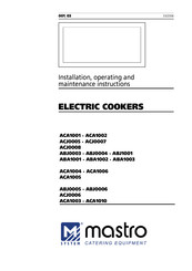 mastro ACA1001 Installation, Operating And Maintenance Instructions For The Installer And The User