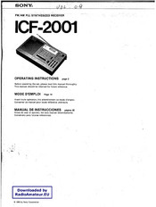 Sony ICF-2001 Operating Instructions Manual