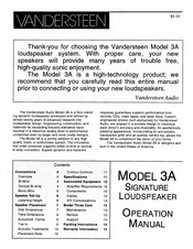VANDERSTEEN 3A Operation Manual