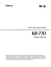 Roland KR-770 Owner's Manual