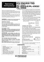 Pioneer PL-210AZ Operating Instructions Manual