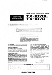 Pioneer TX-1070L Operating Instructions Manual