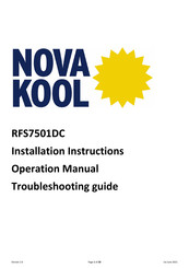 Nova Kool RFS7501DC Installation Instructions Manual