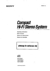 Sony HST-D301 Operating Instructions Manual