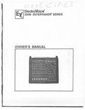 Electro-Voice Entertainer Series 200M Owner's Manual