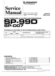 Pioneer SP-99D Service Manual