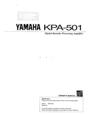 Yamaha Audio KPA-501 Owner's Manual