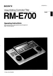Sony RM-E700 Operating Instructions Manual