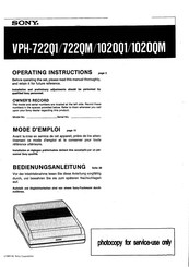 Sony VPH-722Q1 Operating Instructions Manual