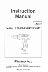 Panasonic EY6406 - CORDLES DRILL&DRIVER Instruction Manual