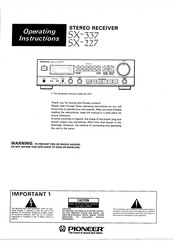 Pioneer SX-337 Operating Instructions Manual