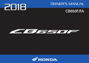 Honda CB650F 2018 Owner's Manual