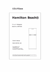 Hamilton Beach HBFR7500 Owner's Manual