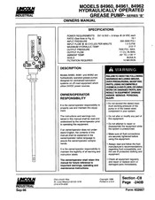 Lincoln Industrial 84960 Owner's Manual
