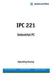 SIGMATEK IPC 221 Operating Manual