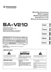 Pioneer SA-V210 Operating Instructions Manual