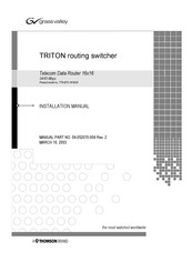 THOMSON Grass Valley TRITON TTN-BTS-1616/34 Installation Manual
