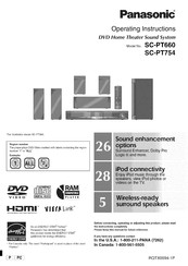 Panasonic SCPT754 - DVD HOME THEATER SOUND SYSTEM Operating Instructions Manual