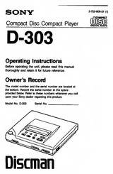 Sony D-303 Operating Instructions Manual